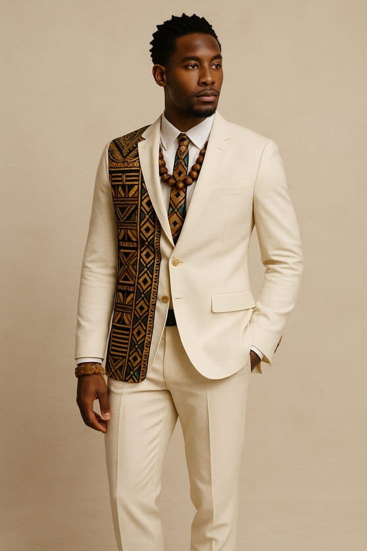 Ivory Kente Panel Suit