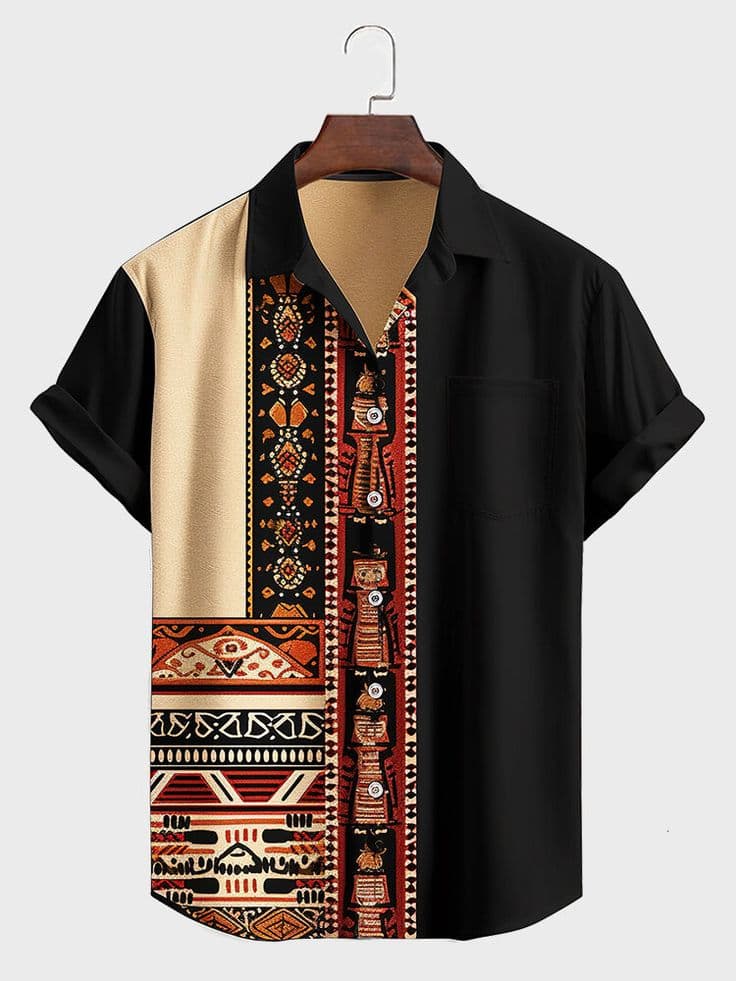 Kente Panel Camp Shirt