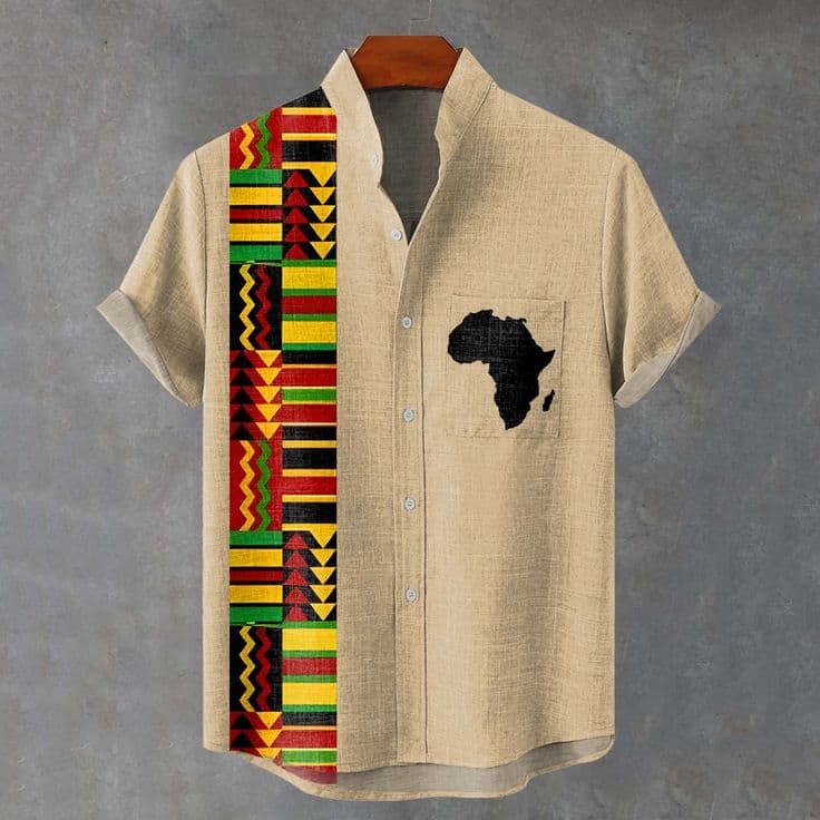 Kente Accent Camp Shirt