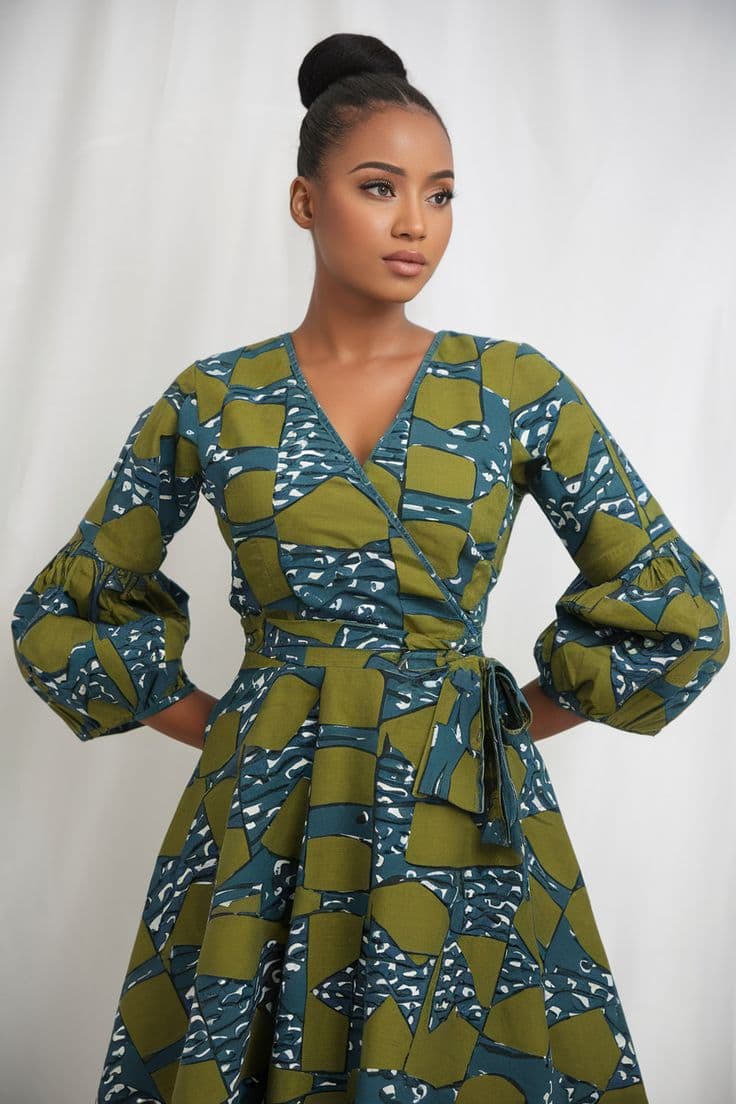 Green Ankara Fit-and-Flare Dress